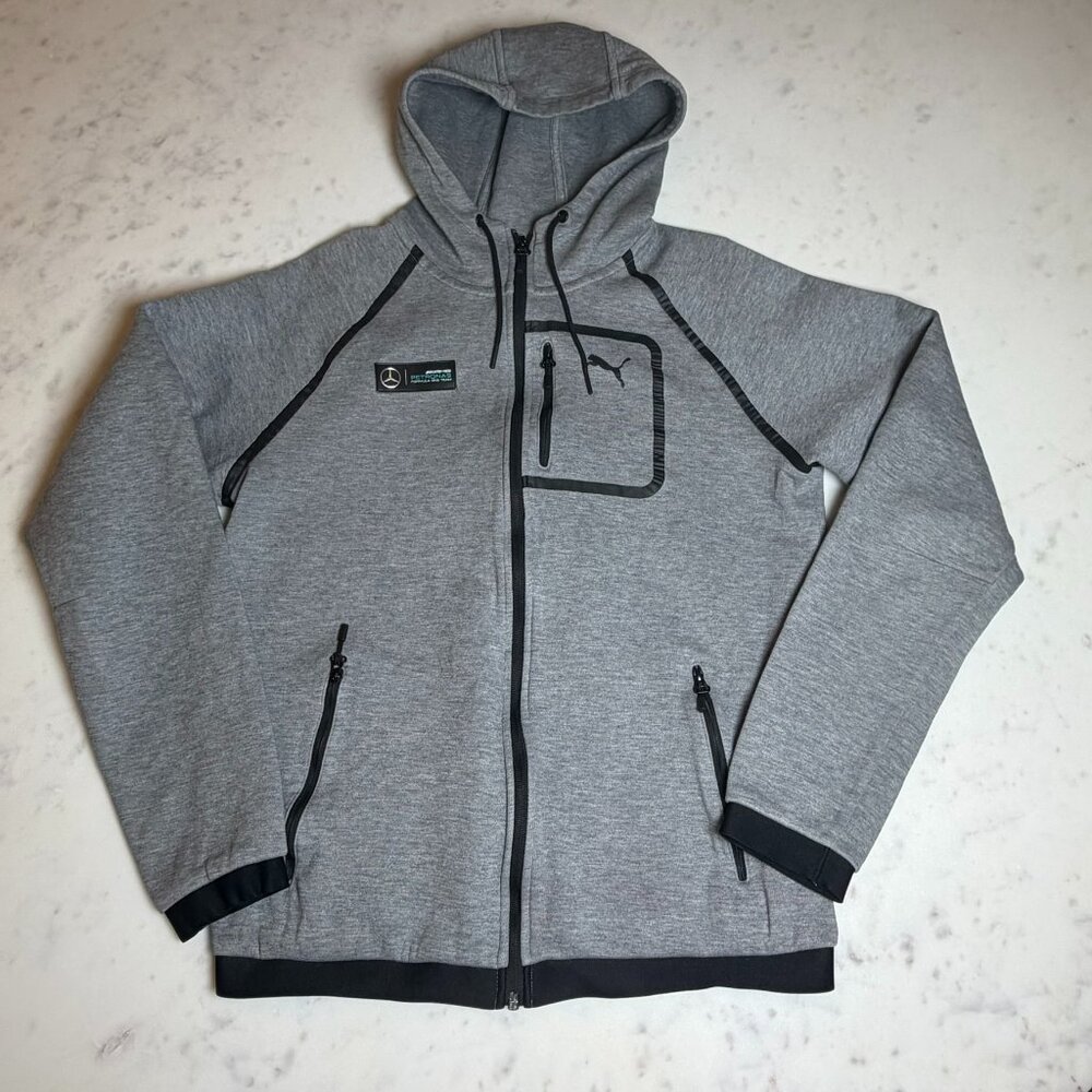 Puma Mercedes AMG Petronas F1 Team Full Zip Hoodie Men's M Gray